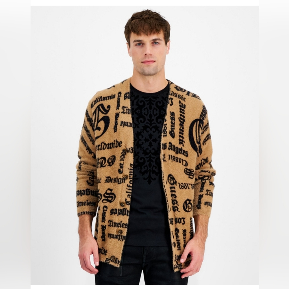 Guess Tan and Black Men's Sweater